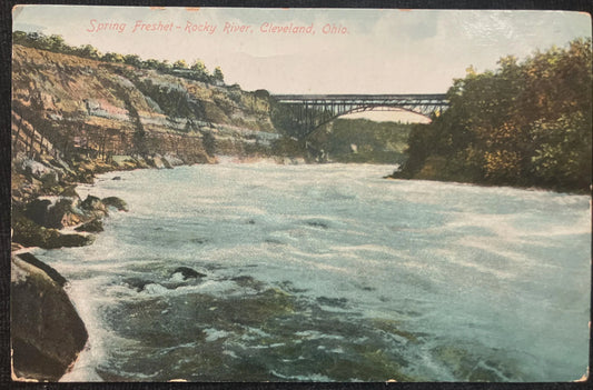 Spring Freshet - Rocky River, Cleveland, Ohio - Made in Germany - Vintage Postcard