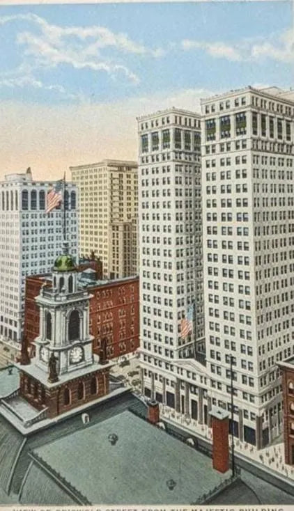 Griswold Street View from the Majestic Building, Detroit, Michigan - Vintage Postcard