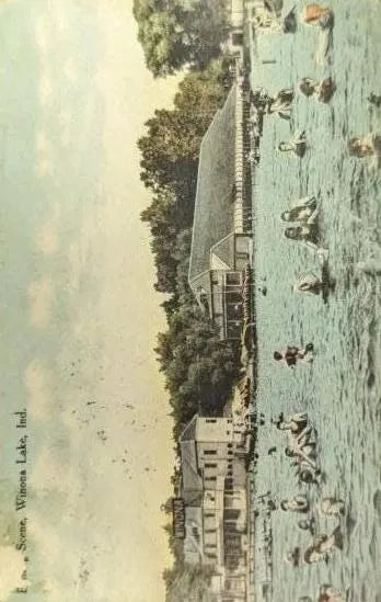 Wiona Lake, Indiana - Vintage Lake Front Postcard