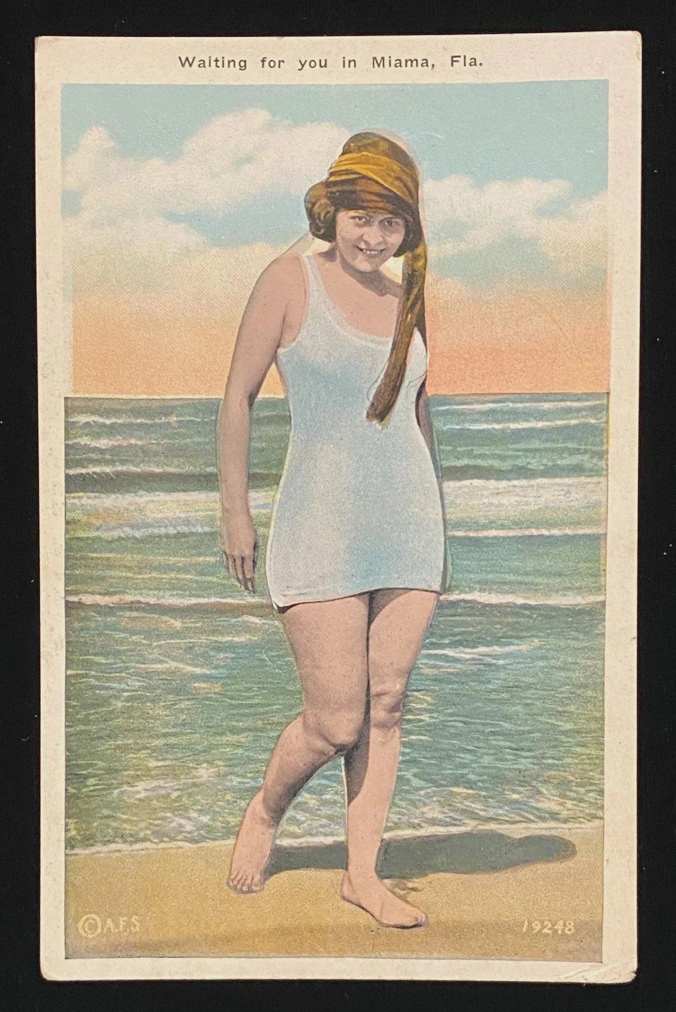 Waiting For You in Miami, Florida - Vintage Postcard