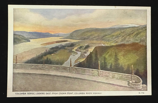 Columbia Gorge, Looking East From Crown Point, Columbia River Highway in Oregon - Vintage Postcard