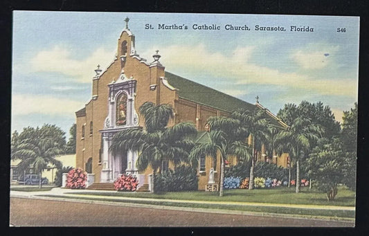 St. Martha's Catholic Church, Sarasota, Florida - Vintage Postcard