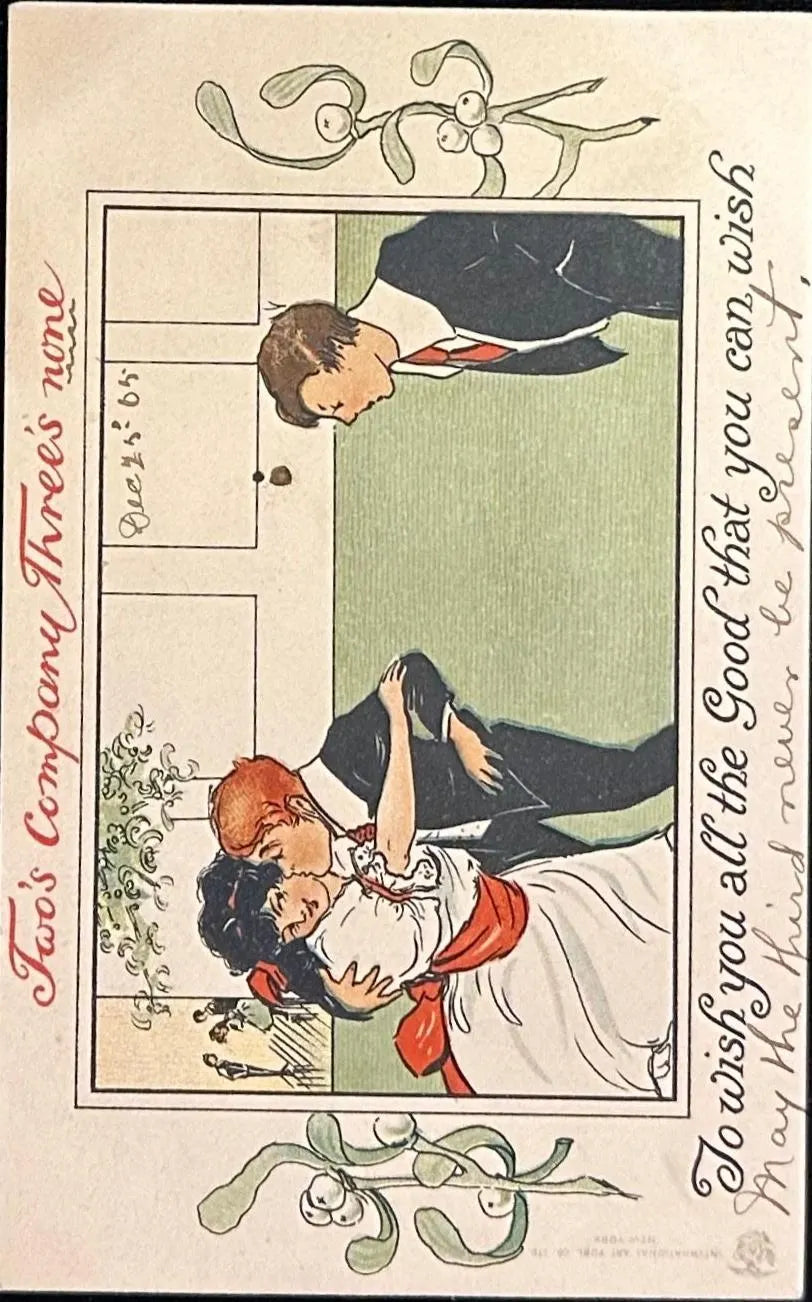 Two's Company Three's none - To wish you all the Good that you can wish - Vintage Postcard