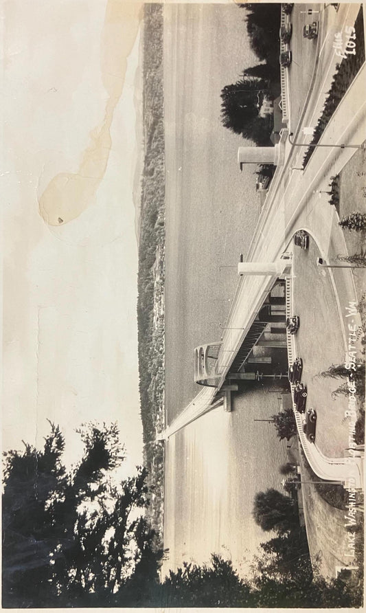 Lake Washington Floating Bridge - Seattle, Washington - Ellis 1015 - Vintage Bridge Postcard