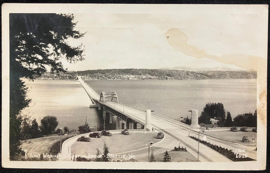 Lake Washington Floating Bridge - Seattle, Washington - Ellis 1015 - Vintage Bridge Postcard