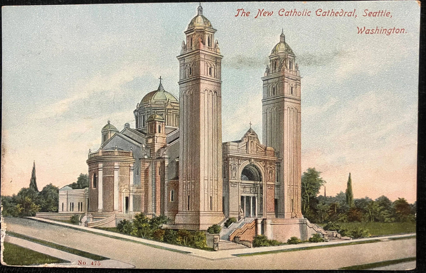 The New Catholic Cathedral, Seattle, Washington - Printed in Germany - Vintage Church Postcard