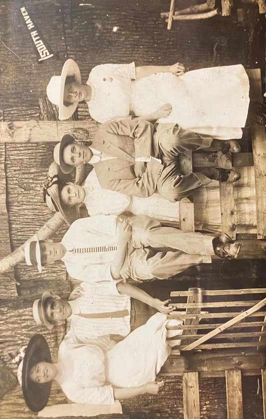 RPPC - Six Friends on Fourth of July 1912, South Haven, Michigan - Taken: July 4, 1912 - Real Photo