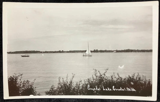 RPPC - Crystal Lake, Crystal, Michigan - Vintage postcard