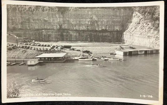 RPPC - The Boat Dock at Norris Dam, Tennessee - Vintage Real Photo Postcard
