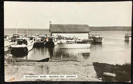 RPPC - Government Wharf, Meldrum Bay, Ontario, Canada in 1927 - Vintage International Postcard