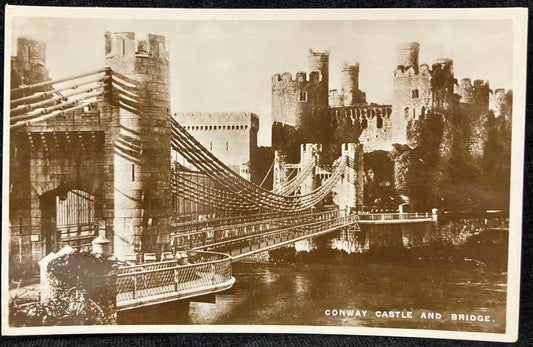 RPPC - Conway Castle and Bridge, England - Printed in Britain - Vintage International Postcard