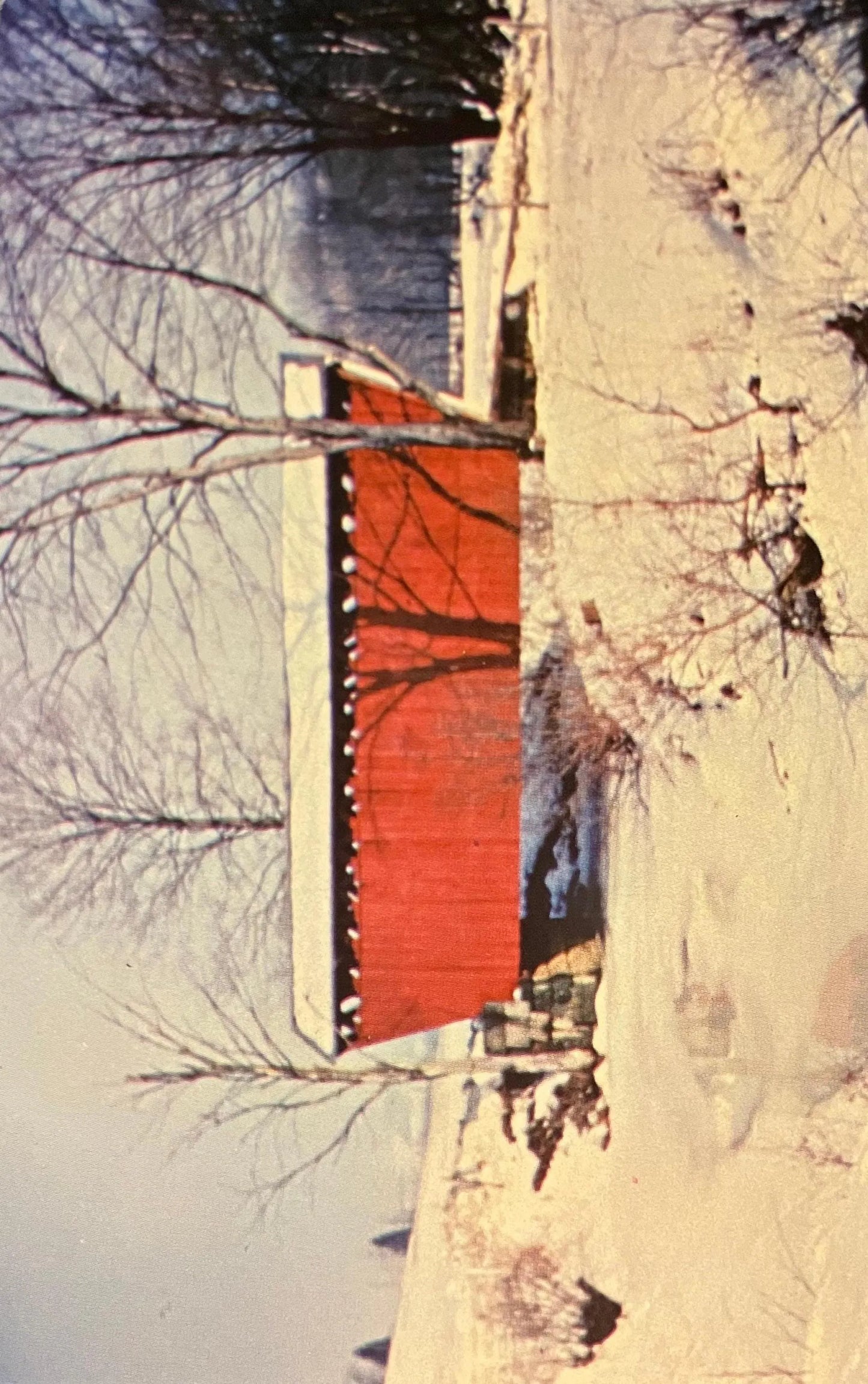 Dice’s or Trusal Covered Bridge - Winter with snow -Indiana County, Pennsylvania - Photo by Sutter - Vintage Postcard