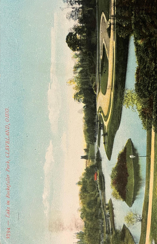 Lake in Rockefeller Park, Cleveland, Ohio - Vintage Postcard