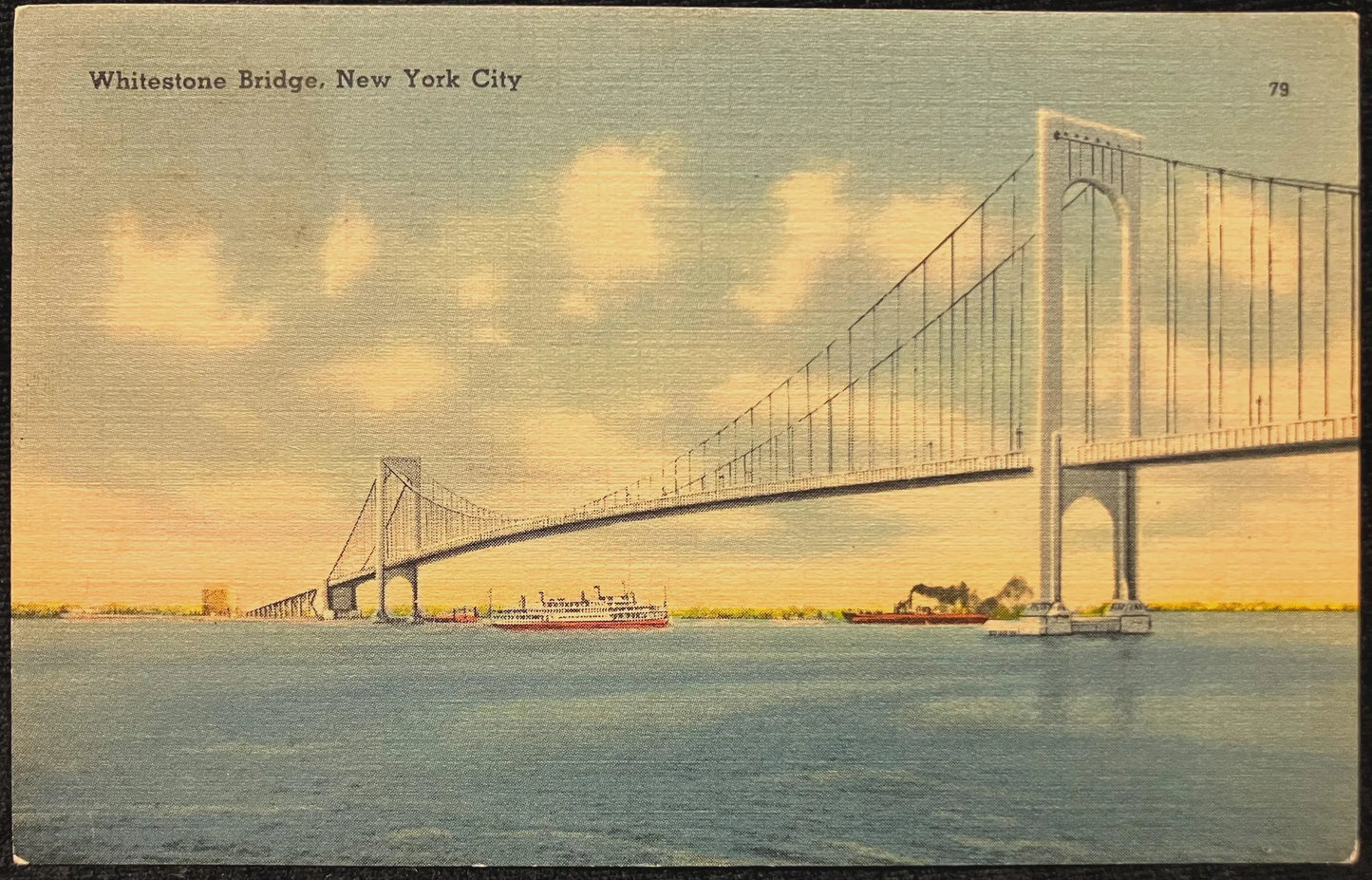 Whilestone Bridge, New York City - Vintage Postcard