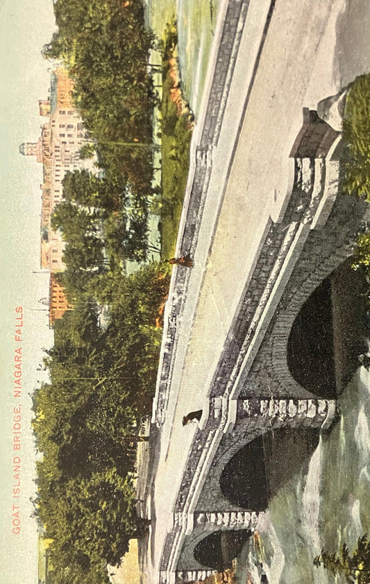 Goat Island Bridge, Niagara Falls, New York - Vintage Postcard