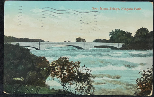 Goat Island Bridge, Niagara Falls, New York - Vintage Postcard