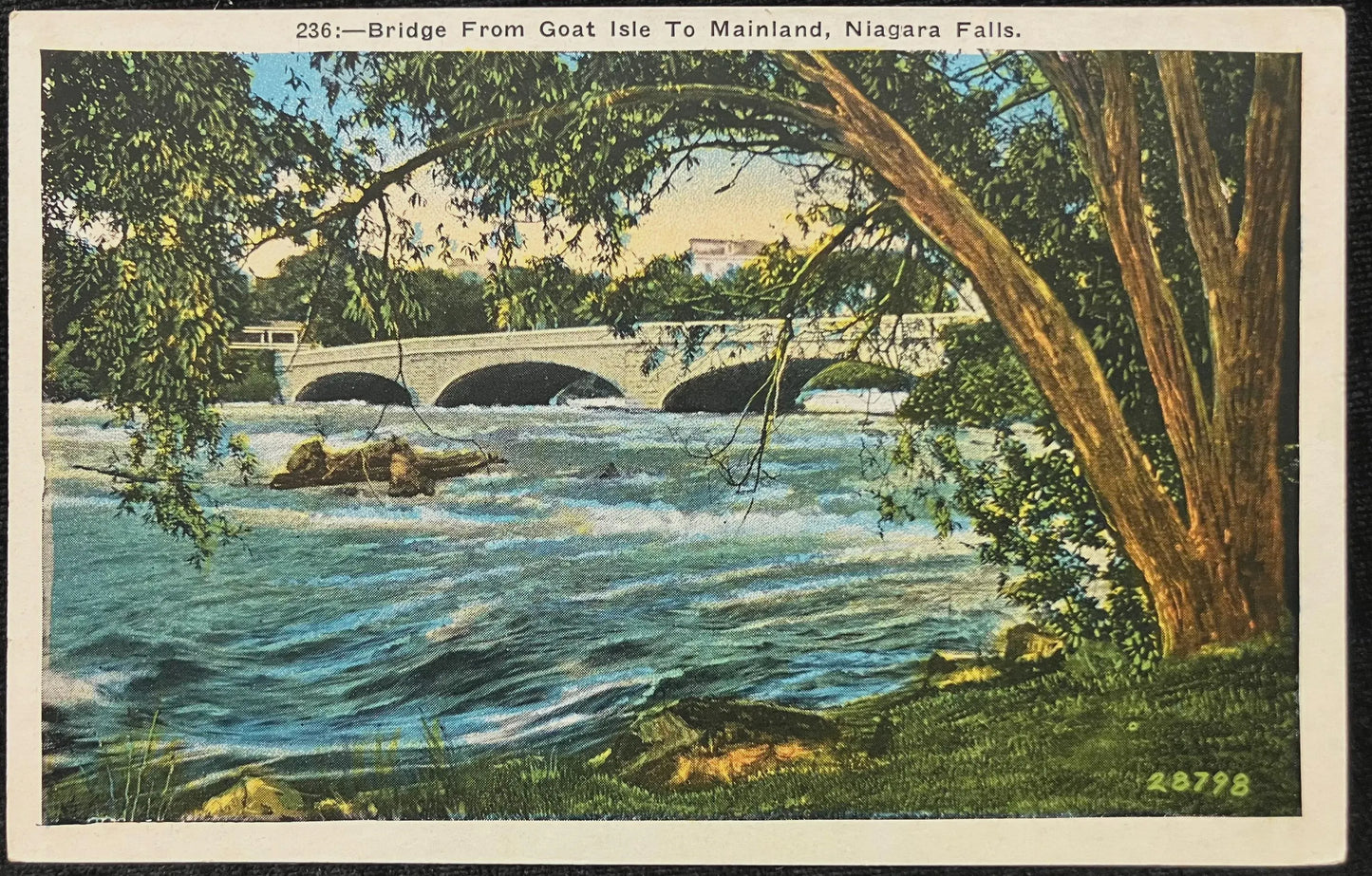 Bridge From Goat Isle to Main land, Niagara Falls, New York - Vintage Nature Postcard