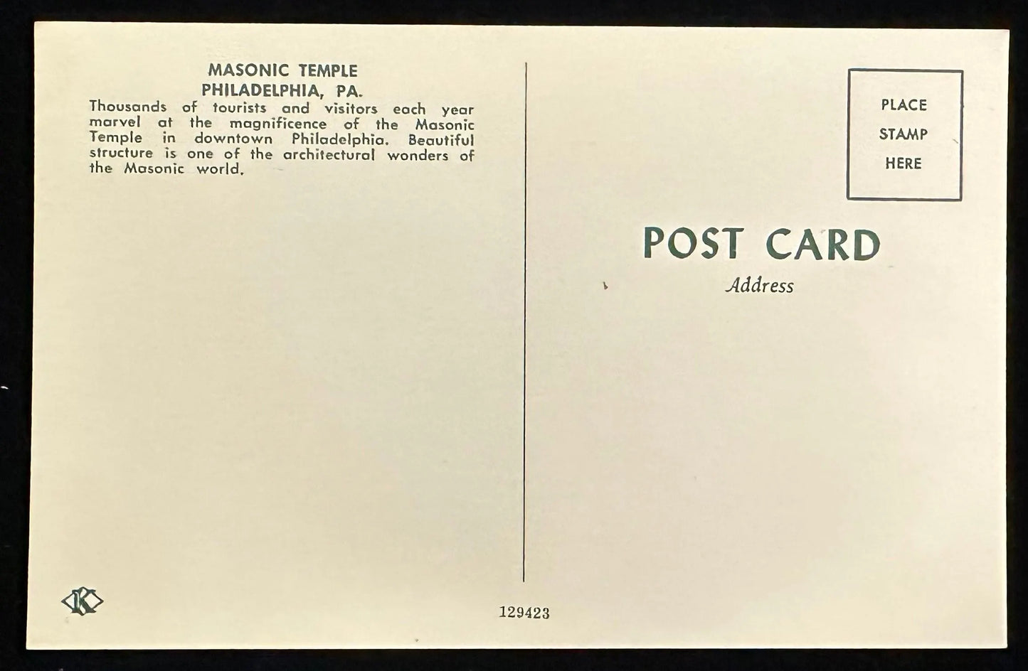Masonic Temple, Philadelphia, Pennsylvania - Vintage Postcard