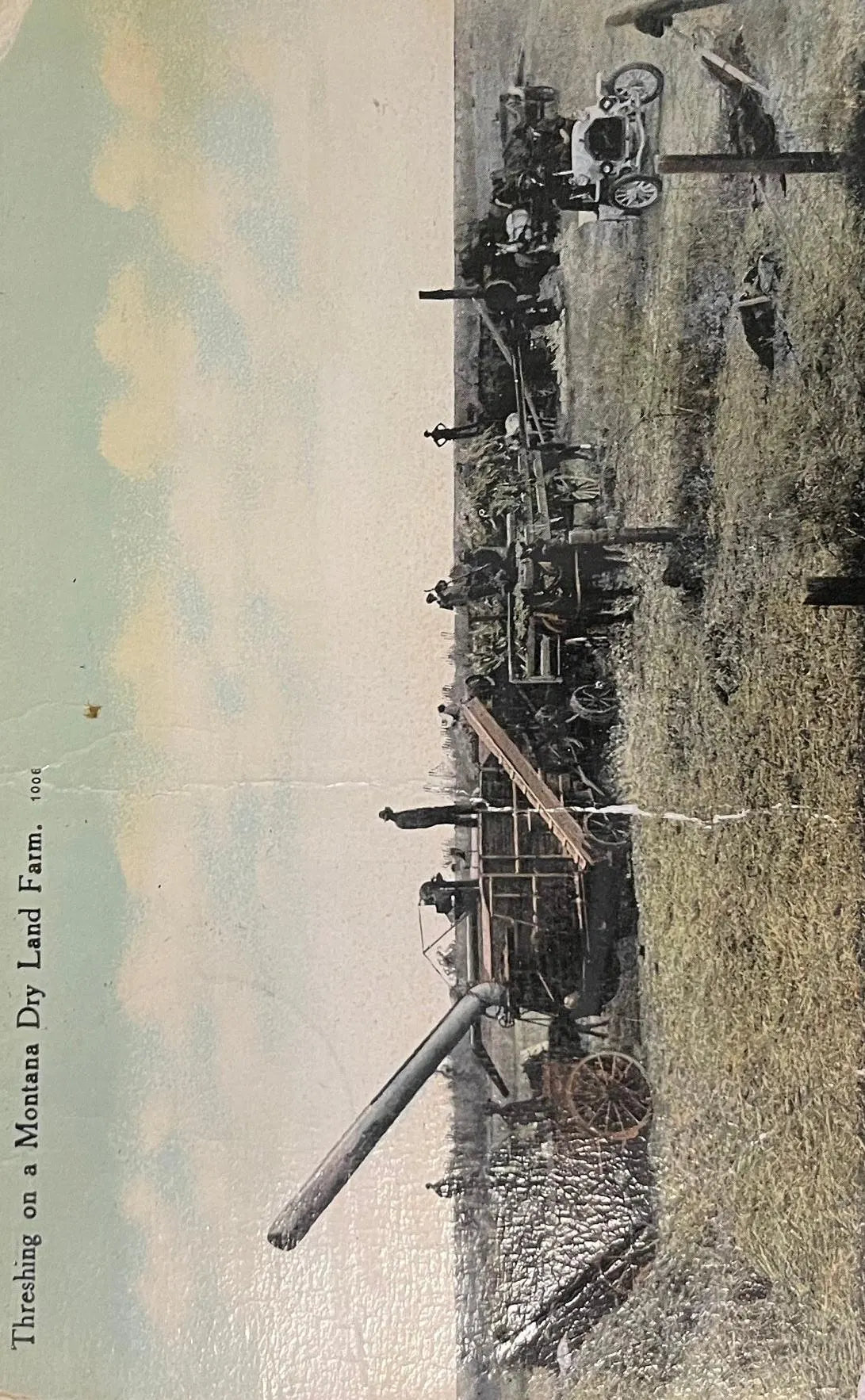 Threshing on a Montana Dry Land Farm - Vintage Postcard