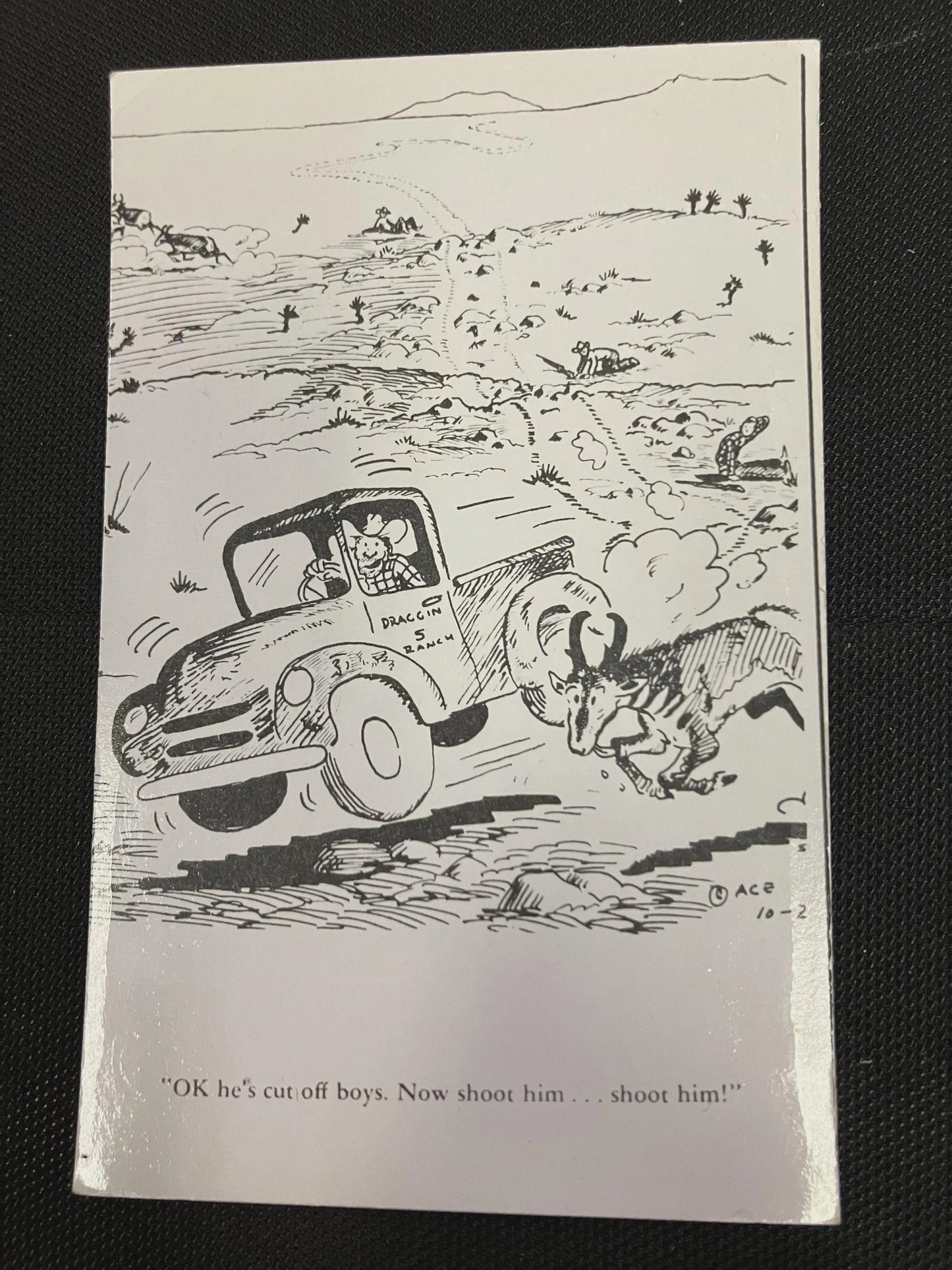 Cartoon Rancher - Photo Post Card - Kodak - Vintage Hand Drawn Postcard