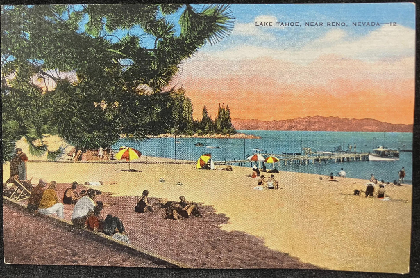 Lake Tahoe, Near Reno, Nevada - Vintage Lake Postcard