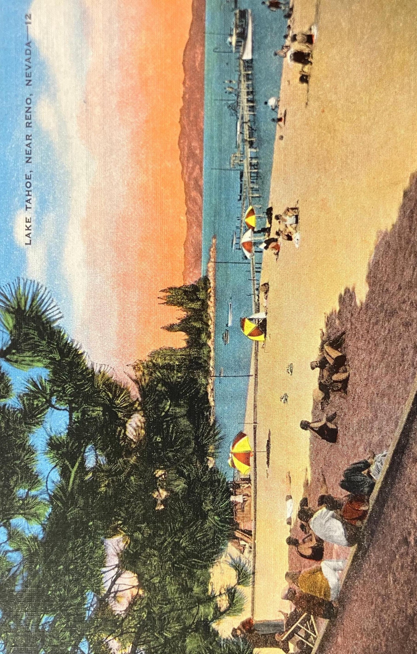 Lake Tahoe, Near Reno, Nevada - Vintage Lake Postcard