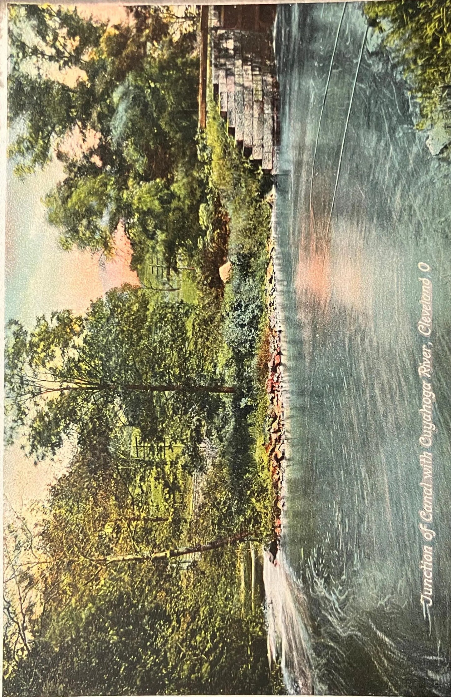 Junction of Canal with Cuyahoga River, Cleveland, Ohio - Vintage Postcard