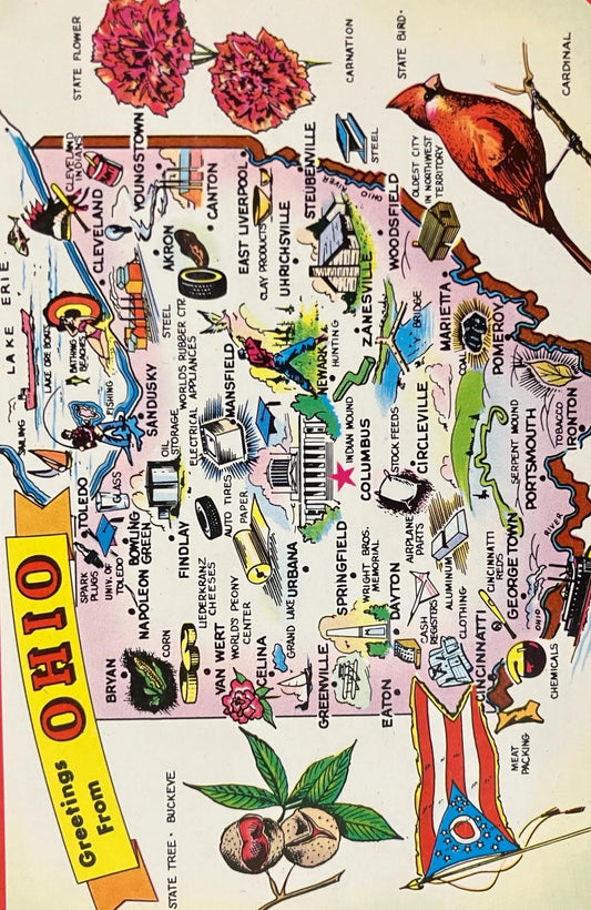 Greetings from Ohio - Vintage Postcard
