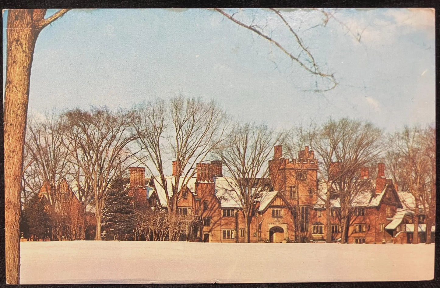Stan Hywet Hall - Akron, Ohio - Five Cent Clown U. S. stamp - Vintage Postcard