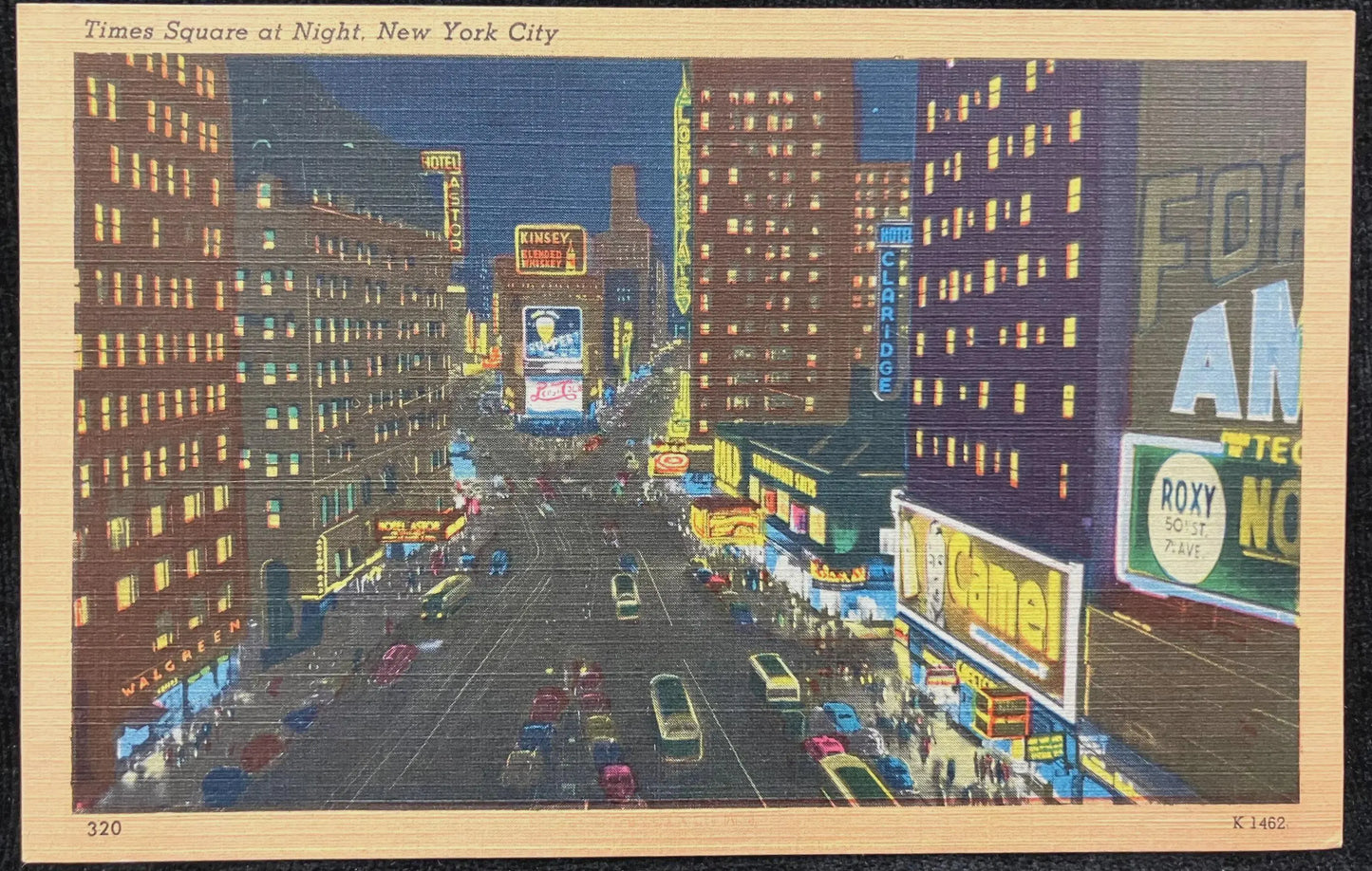 Times Square at Night, New York City, New York - Vintage Postcard
