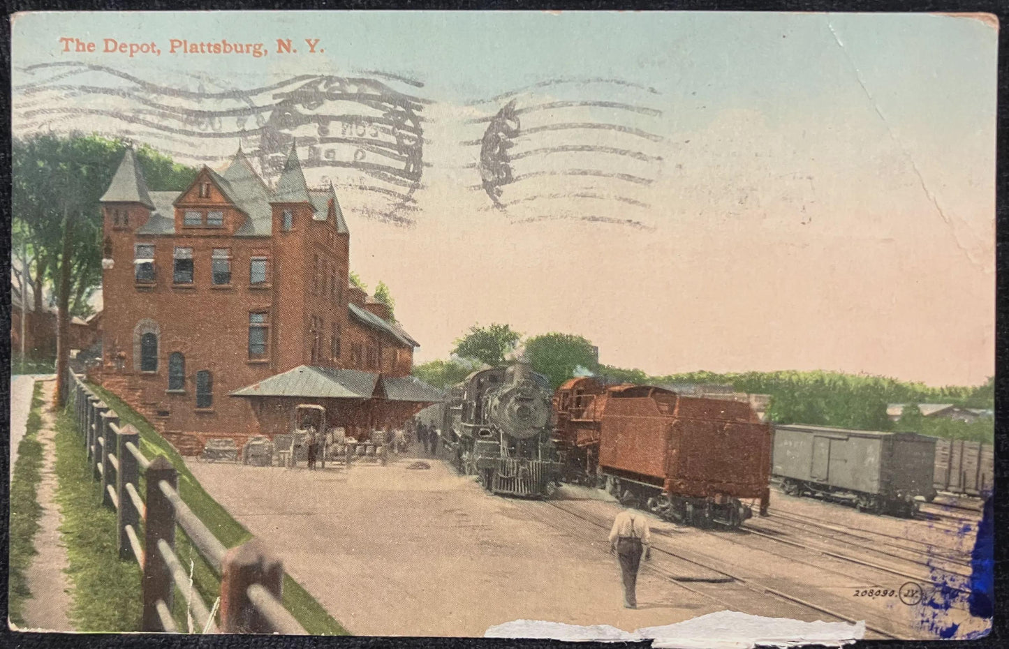 The Depot, Plattsburgh, New York - Vintage Postcard