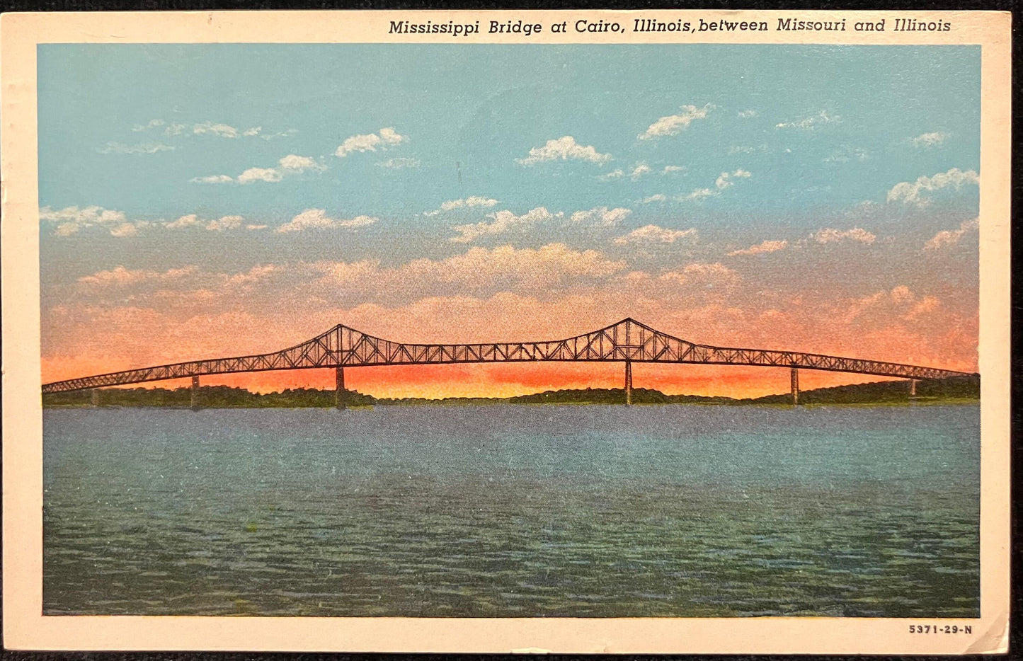 Mississippi Bridge at Cairo, Illinois, between Missouri and Illinois - Vintage Bridge Postcard