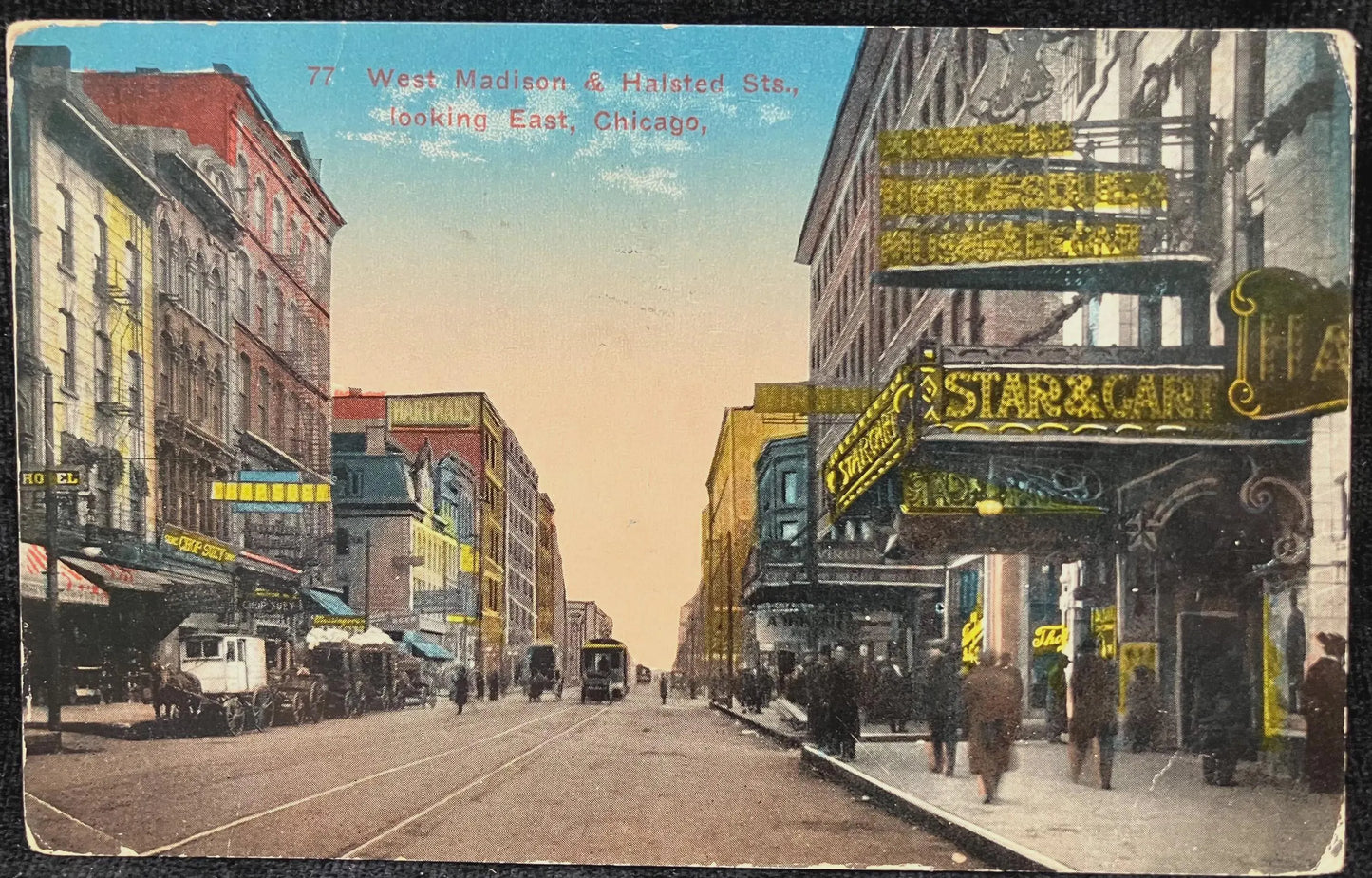 West Madison & Halsted Streets, looking East, Chicago, Illinois - Vintage Postcard