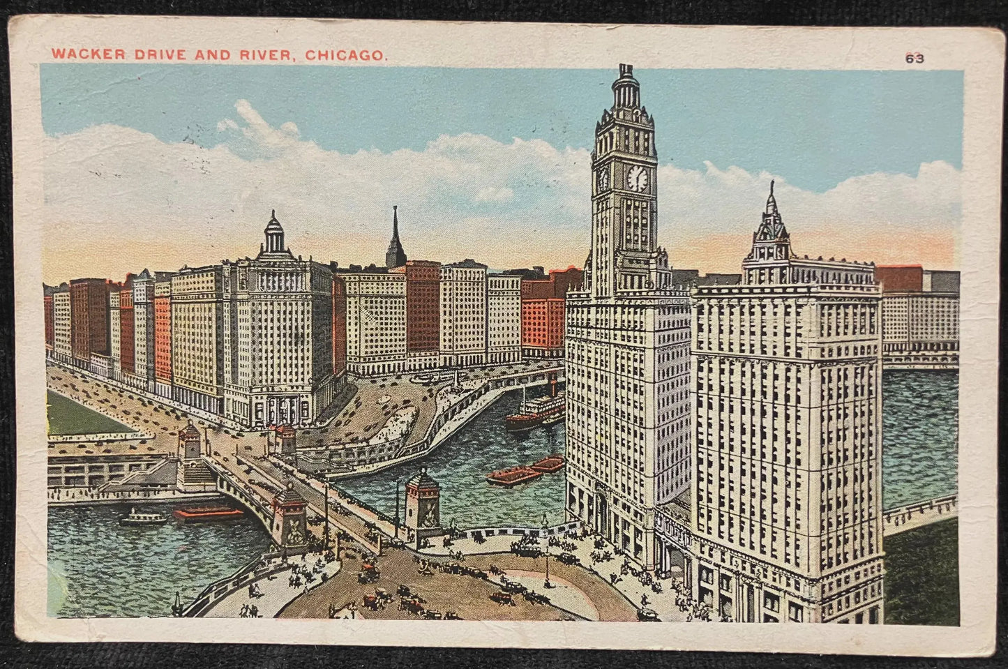 Wacker Drive and River, Chicago, Illinois - Vintage Postcard