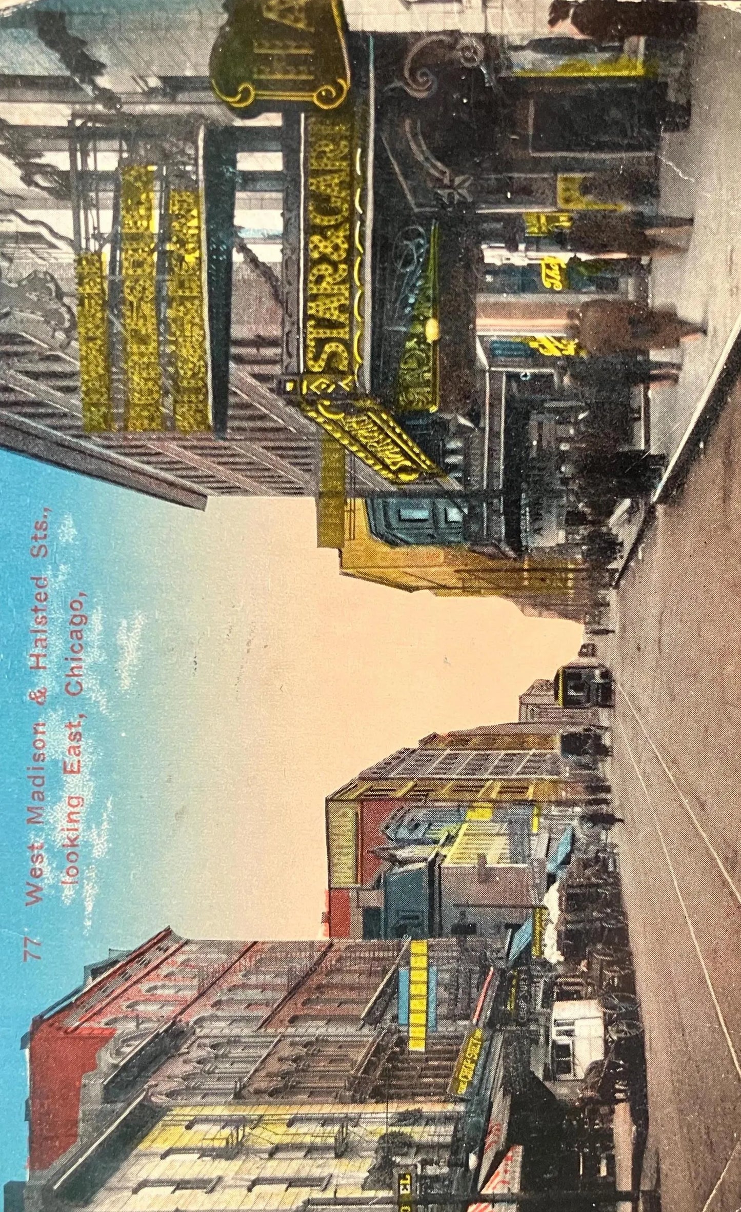 West Madison & Halsted Streets, looking East, Chicago, Illinois - Vintage Postcard