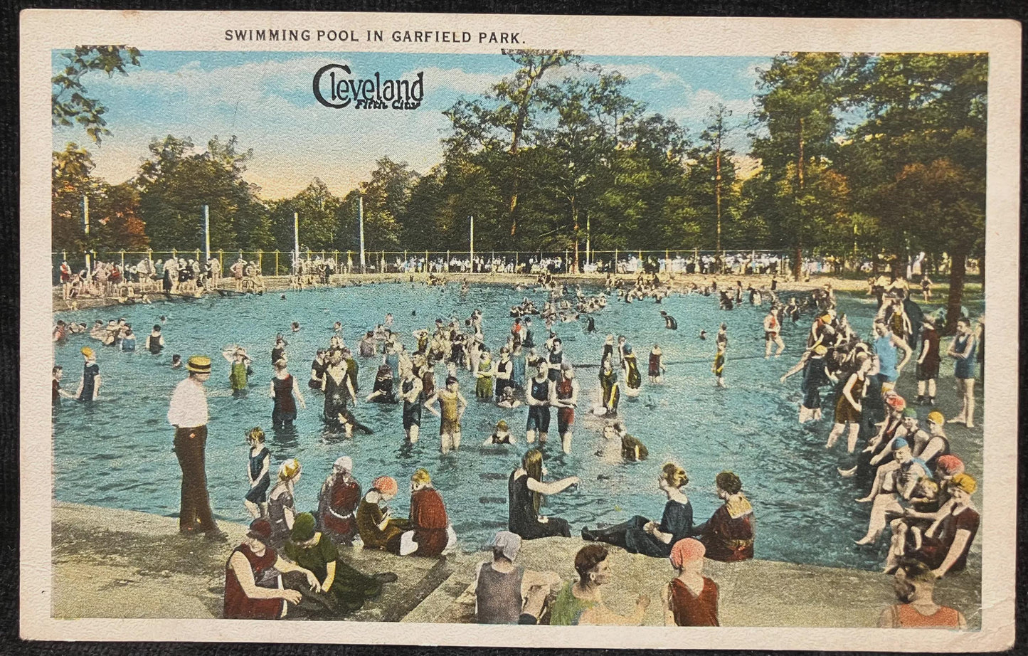 Swimming Pool in Garfield Park, Ohio - Vintage Park Postcard