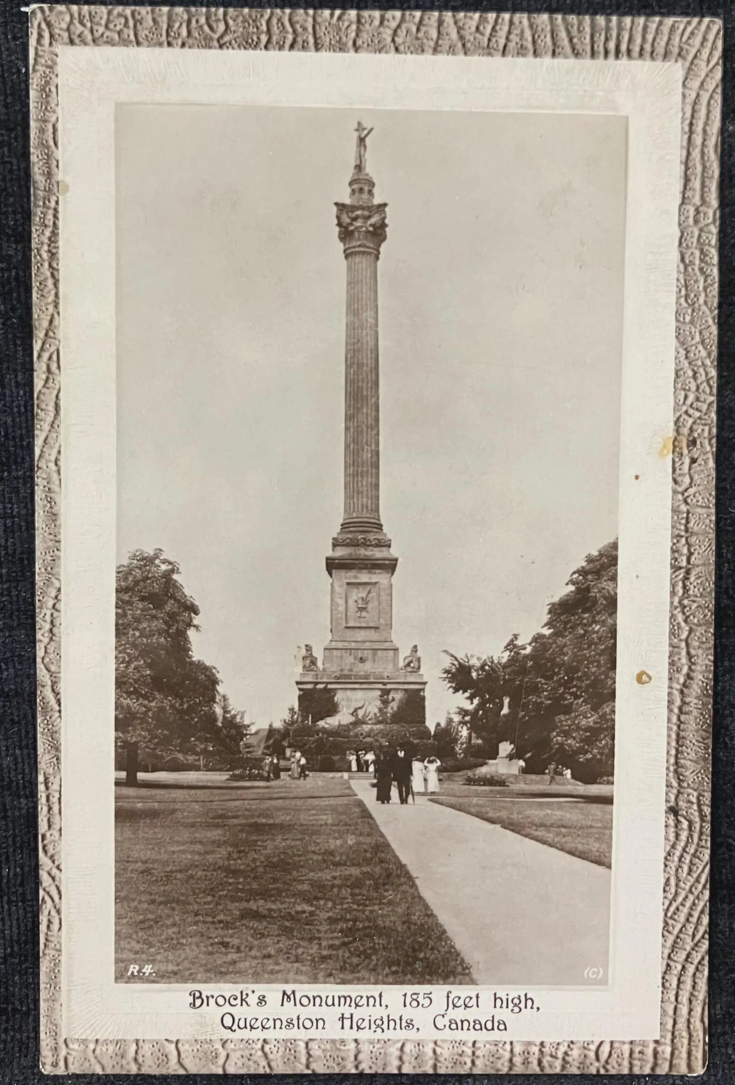 Brock's Monument, 185 feet high, Queenston Heights, Canada - Made in England - Vintage Government Postcard