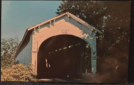 Lewis Creek Bridge in Shelby County, Indiana - Photo: Mitchell - Vintage Coverd Bridge Postcard