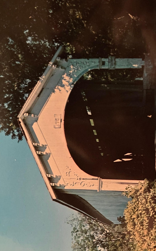 Lewis Creek Bridge in Shelby County, Indiana - Photo: Mitchell - Vintage Coverd Bridge Postcard