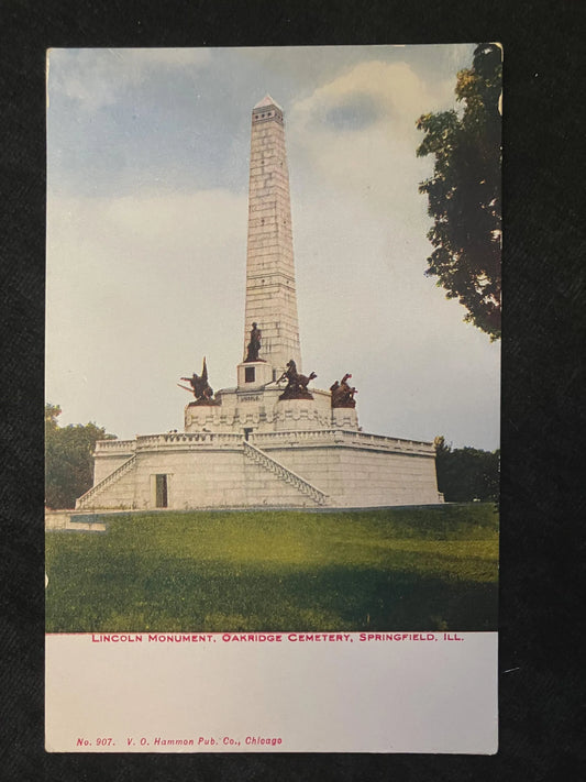 Lincoln Monument, Oakridge Cemetery, Springfield, Illinois - No. 907 V. O. Hammon Pub. Co., Chicago - Vintage Postcard