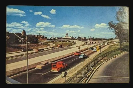 Junction of the Edsel Ford Expressway and the John Lodge Expressway, Detroit, Michigan - Vintage Postcard