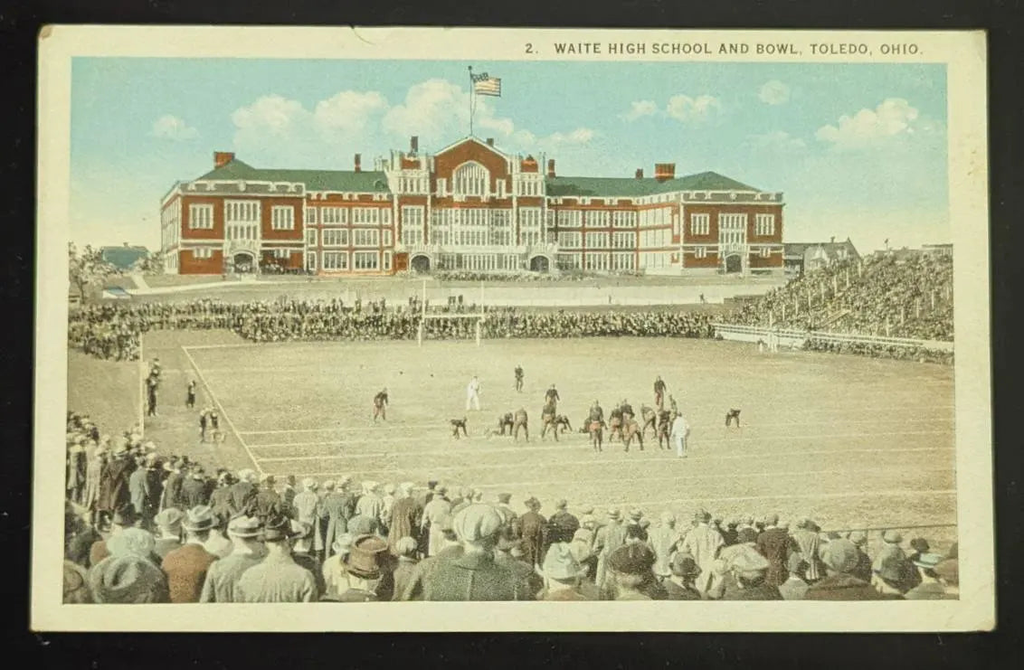 Waite High School and Bowl, Toledo, Ohio - Vintage Postcard