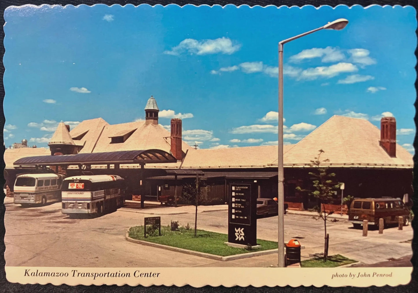 Kalamazoo, Transportation Center 1980s - Photo by John Penrod - Kalamazoo, Michigan - Vintage Kalamazoo Scalloped Edge Postcard