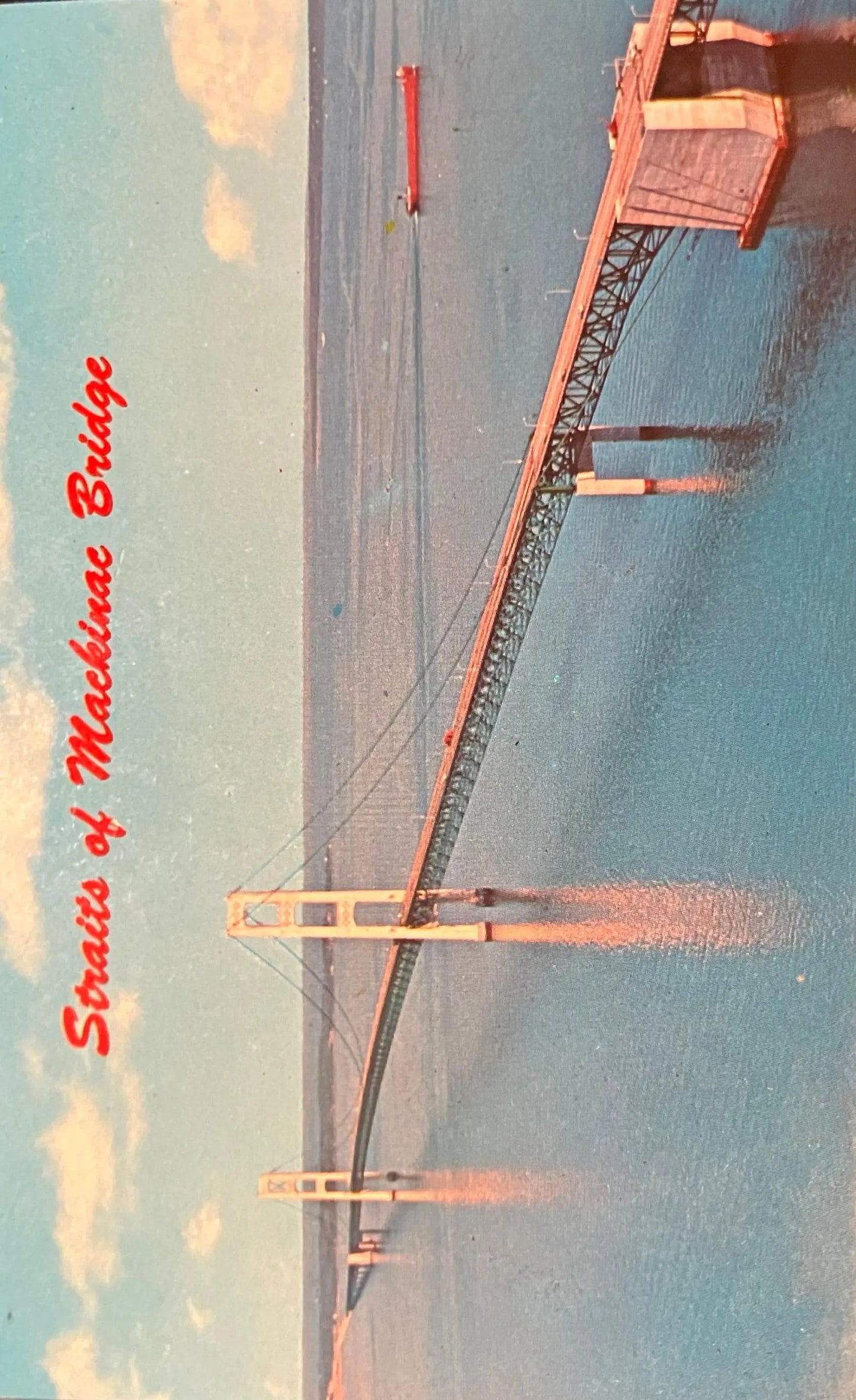 The Straits of Mackinac Bridge, Michigan - Vintage Postcard
