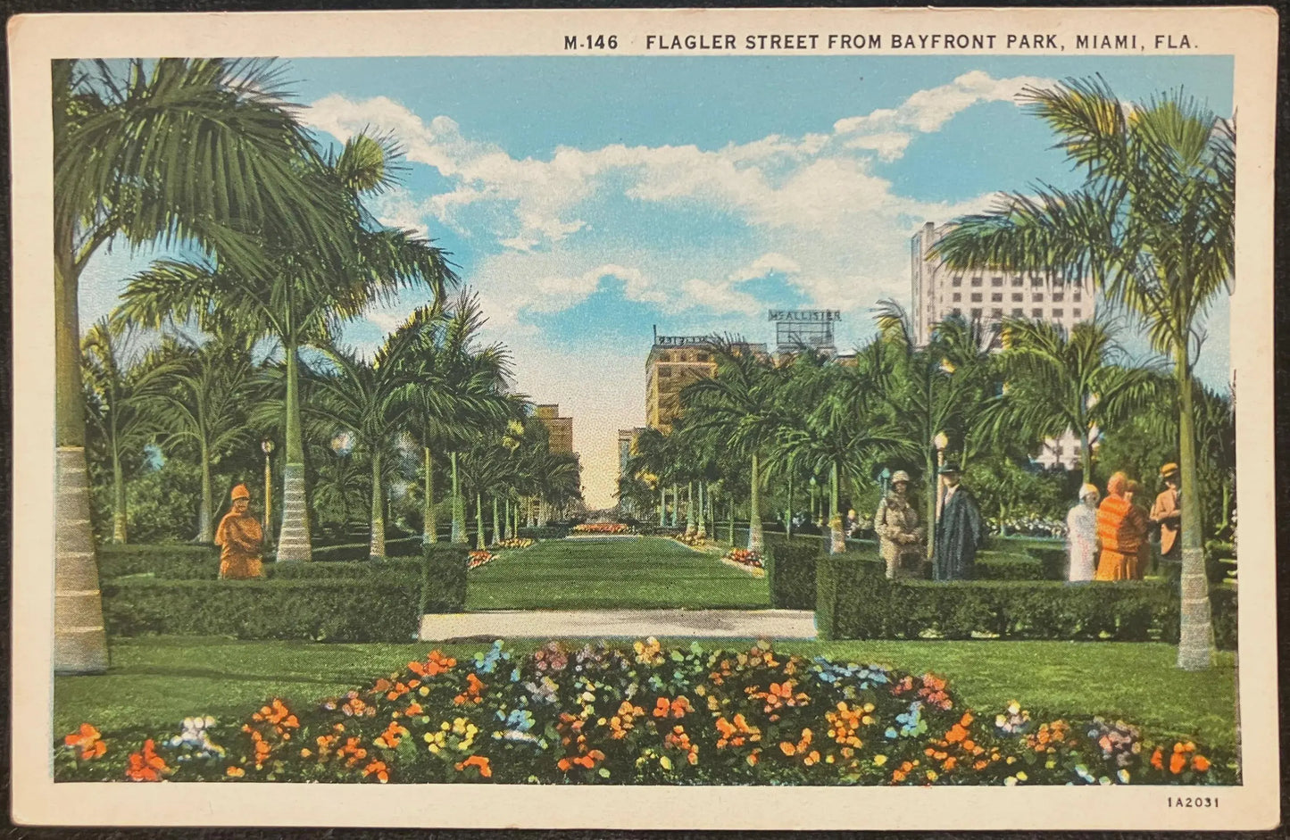 Flagler Street from Bayfront Park, Miami, Florida - Vintage Park Postcard