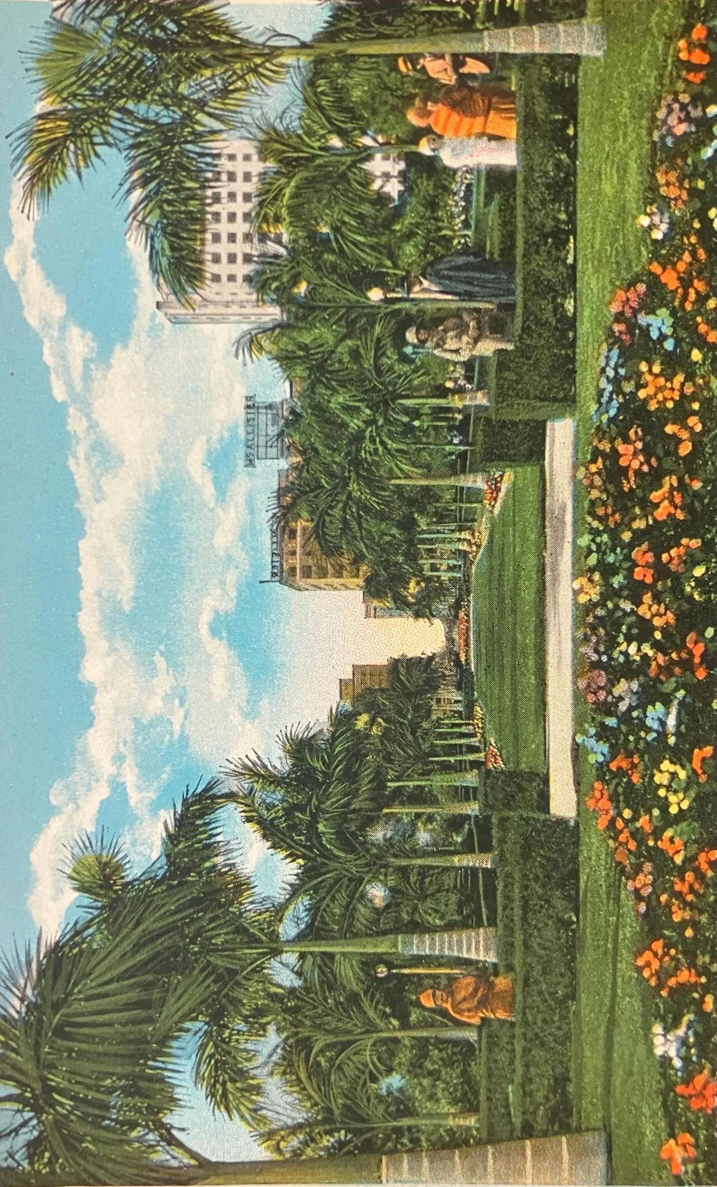 Flagler Street from Bayfront Park, Miami, Florida - Vintage Park Postcard