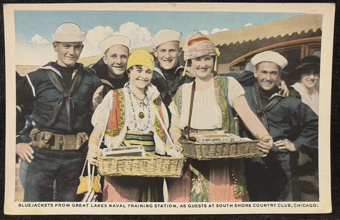 Bluejackets from Great Lakes Naval Training Station, as Guests at South Shore Country Club, Chicago - Vintage Navy Postcard