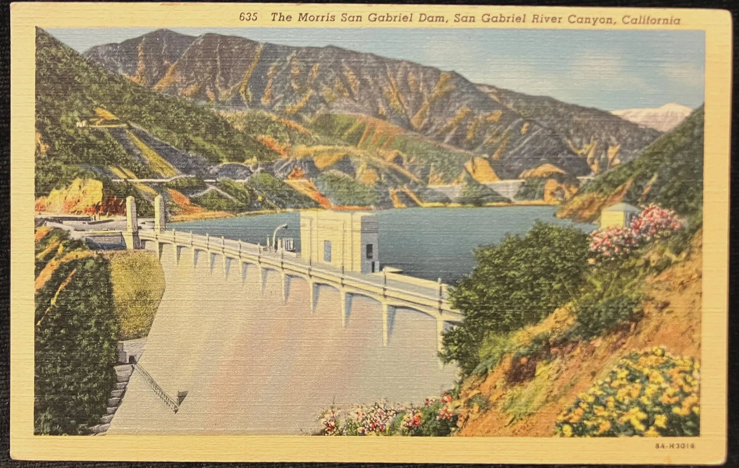 The Morris San Gabriel Dam, San Gabriel River Canyon, California - Vintage Postcard