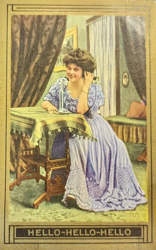 Hello-Hello-Hello on the Telephone - Vintage Postcard