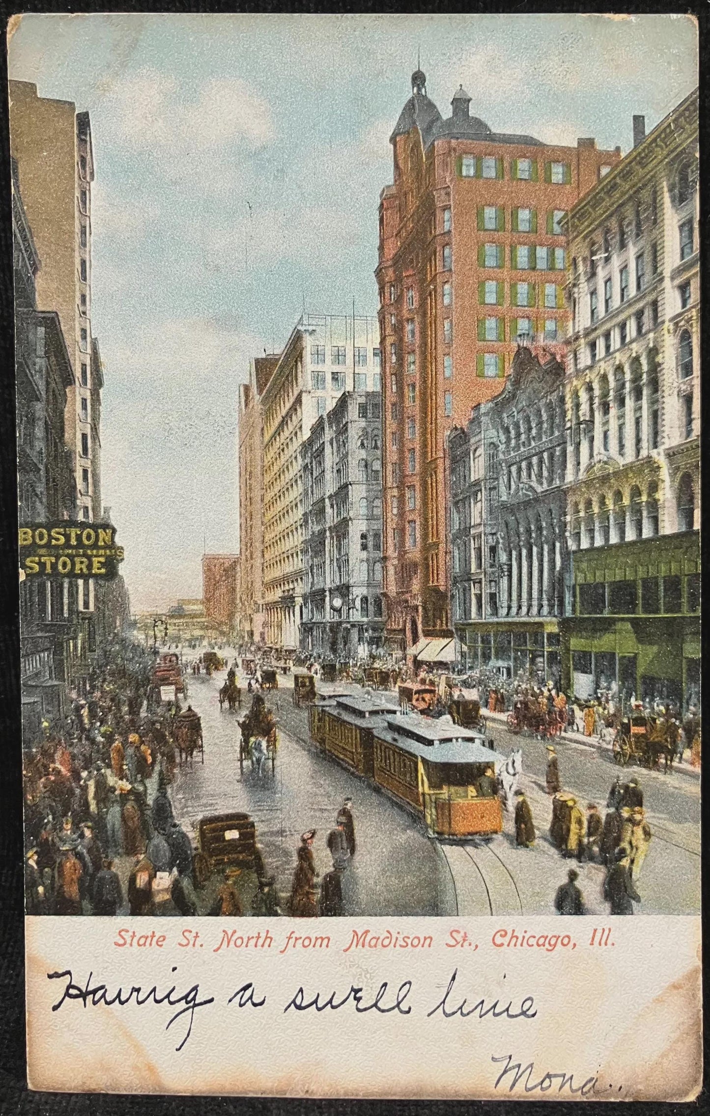 State St. North from Madison St., Chicago, Illinois - Vintage Postcard